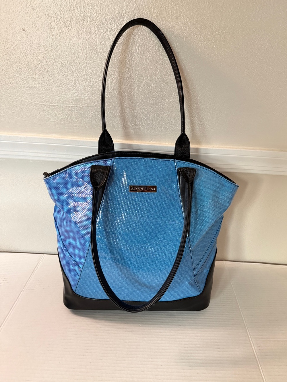 RAREFORM Mini Tessa Tote Bag Cobalt Blue Recycled Billboard Vinyl Sustainable